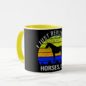 Ik hou echt van paarden in de blauwe en gele zon mok (Voorkant links)