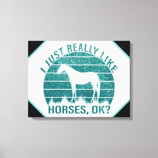 Ik hou echt van paarden in Marine Green Canvas Afdruk (Voorkant)