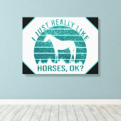 Ik hou echt van paarden in Marine Green Canvas Afdruk (Insitu (Houten vloer))