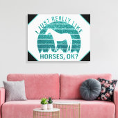 Ik hou echt van paarden in Marine Green Canvas Afdruk (Insitu (Woonkamer))