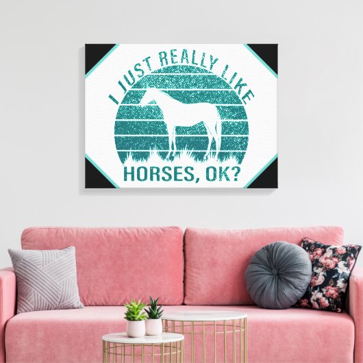 Ik hou echt van paarden in Marine Green Canvas Afdruk (Insitu (Woonkamer))