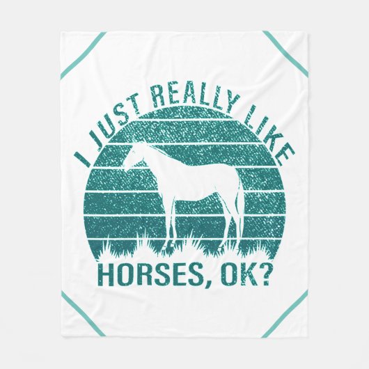 Ik hou echt van paarden in Marine Green Fleece Deken (Voorkant)