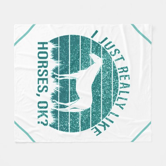 Ik hou echt van paarden in Marine Green Fleece Deken (Voorkant (Horizontaal))