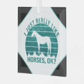 Ik hou echt van paarden in Marine Green Glas Ornament (Voorkant links)