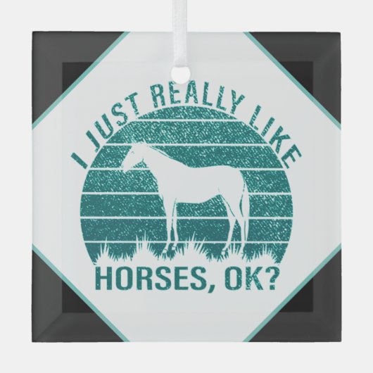 Ik hou echt van paarden in Marine Green Glas Ornament (Voorkant)