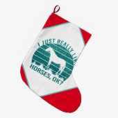 Ik hou echt van paarden in Marine Green Grote Kerstsok (Voorkant (Hangend))