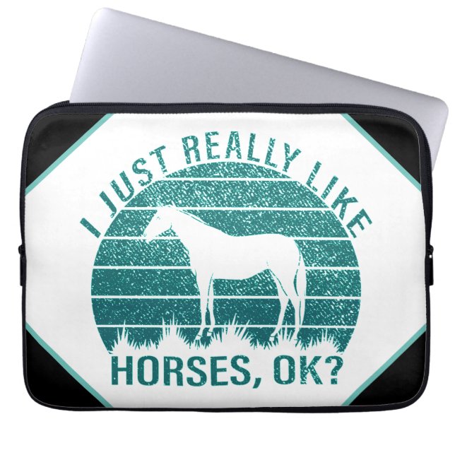 Ik hou echt van paarden in Marine Green Laptop Sleeve (Voorkant)