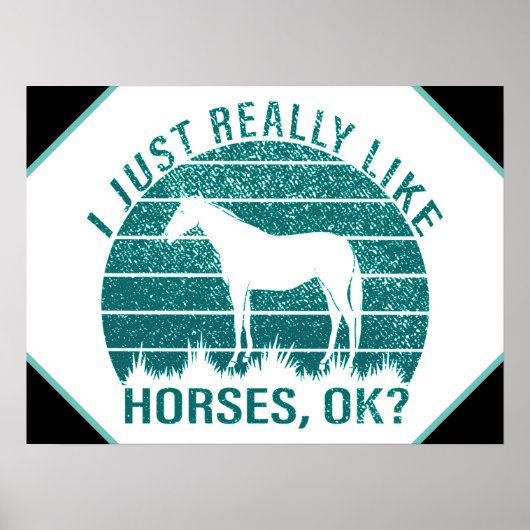 Ik hou echt van paarden in Marine Green Poster (Voorkant)