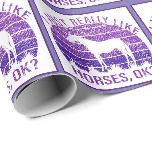 Ik hou echt van paarden in Paars Cadeaupapier (Rol Hoek)