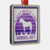 Ik hou echt van paarden in Paars Metalen Ornament (Rechts)