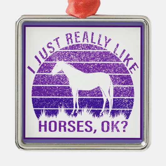 Ik hou echt van paarden in Paars Metalen Ornament (Voorkant)