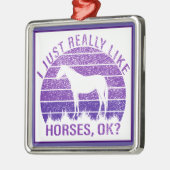 Ik hou echt van paarden in Paars Metalen Ornament (Links)