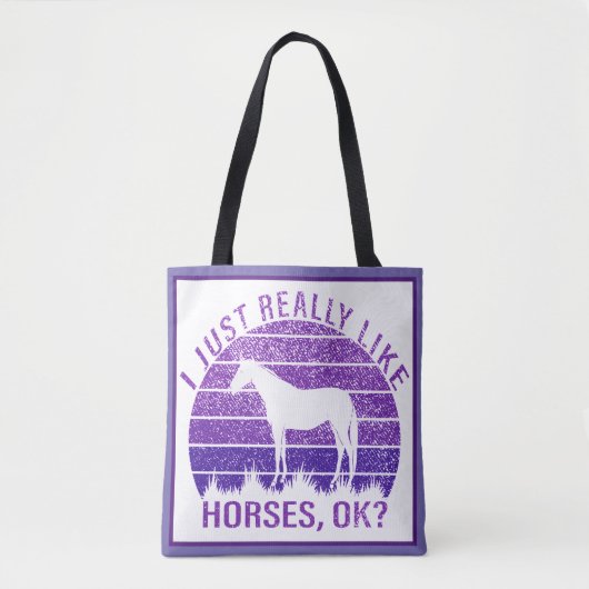 Ik hou echt van paarden in Paars Tote Bag (Voorkant)