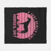 Ik hou echt van paarden in Roos roze Fleece Deken (Voorkant (Horizontaal))