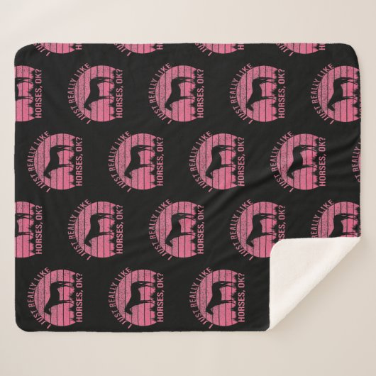 Ik hou echt van paarden in Roos roze Sherpa Deken (Voorkant (horizontaal))
