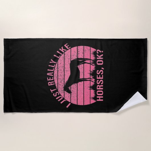 Ik hou echt van paarden in Roos roze Strandlaken (Voorkant)