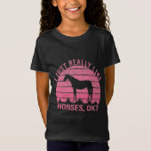 Ik hou echt van paarden in Roos roze T-shirt (Voorkant)