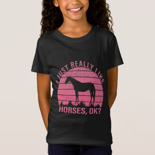 Ik hou echt van paarden in Roos roze T-shirt (Voorkant)