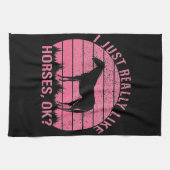 Ik hou echt van paarden in Roos roze Theedoek (Horizontaal)