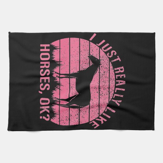 Ik hou echt van paarden in Roos roze Theedoek (Horizontaal)