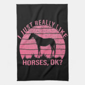 Ik hou echt van paarden in Roos roze Theedoek (Verticaal)
