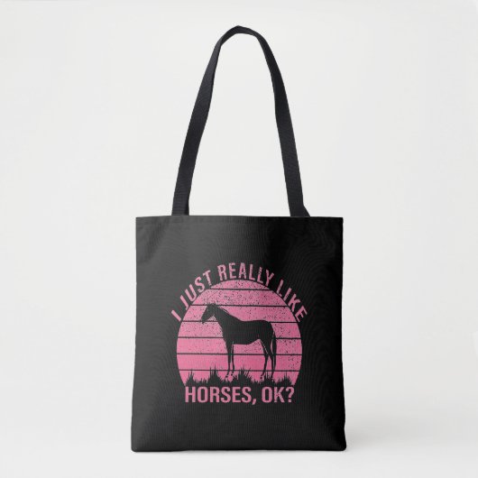 Ik hou echt van paarden in Roos roze Tote Bag (Voorkant)