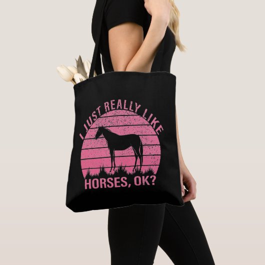 Ik hou echt van paarden in Roos roze Tote Bag (Dichtbij)
