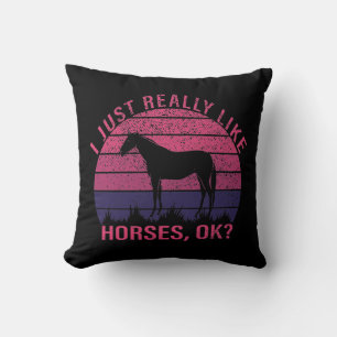 Ik hou echt van paarden in roze en diep Paars Kussen