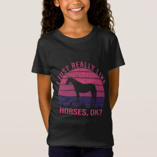 Ik hou echt van paarden in roze en diepe Paarse T- T-shirt