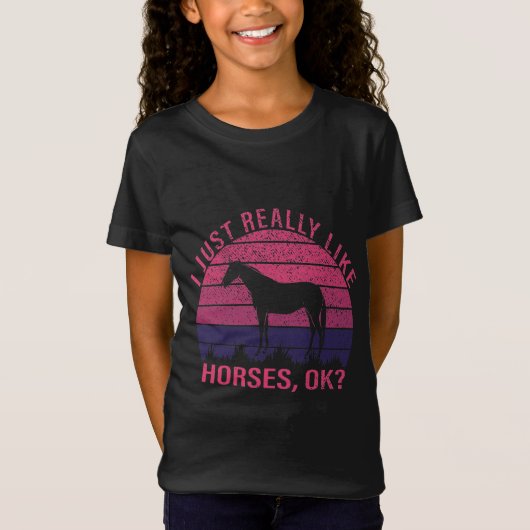 Ik hou echt van paarden in roze en diepe Paarse T- T-shirt (Voorkant)