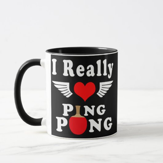 Ik hou echt van pingpongtafels mok (Links)