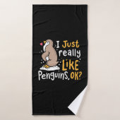 Ik hou echt van pinguïns. badhanddoek (Badhanddoek)