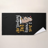 Ik hou echt van pinguïns. badhanddoek (Badhanddoek)