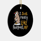 Ik hou echt van pinguïns. keramisch ornament (Rechts)
