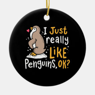 Ik hou echt van pinguïns. keramisch ornament