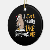 Ik hou echt van pinguïns. keramisch ornament (Links)