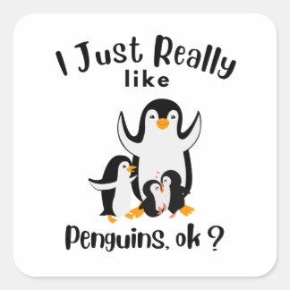 Ik hou echt van Pinguins ok Vierkante Sticker