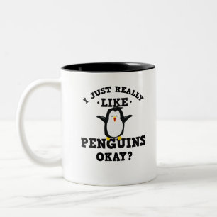 Ik hou echt van Pinguins Quote Tweekleurige Koffiemok