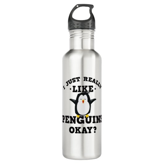 Ik hou echt van Pinguins Quote Waterfles (Voorkant)