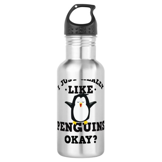 Ik hou echt van Pinguins Quote Waterfles (Voorkant)