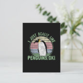 Ik hou echt van pinguïns. Retro Briefkaart (Staand voorkant)