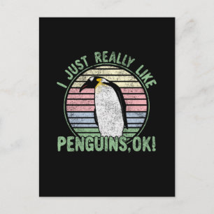 Ik hou echt van pinguïns. Retro  Briefkaart