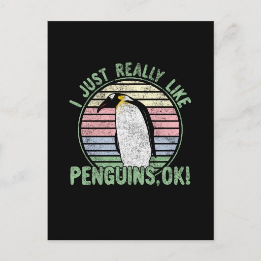 Ik hou echt van pinguïns. Retro Briefkaart (Voorkant)