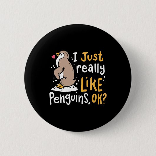 Ik hou echt van pinguïns. ronde button 5,7 cm (Voorkant)