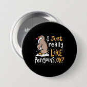 Ik hou echt van pinguïns. ronde button 7,6 cm (Voorkant /achterkant)