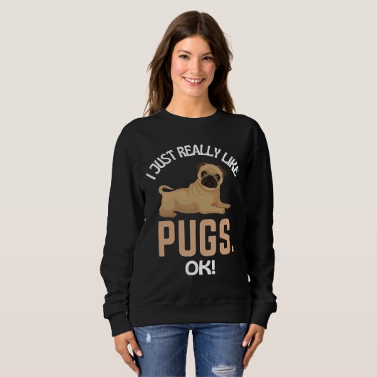 Ik hou echt van pugs. Pug Humor Essential T- Trui (Voorkant volledig)