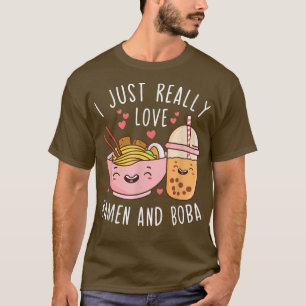 Ik hou echt van Ramen en Boba Bubble Tea Anime T-shirt