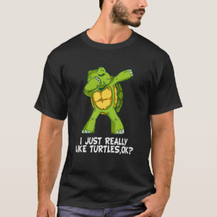 Ik hou echt van schildpadden, oké grappige dabbere t-shirt