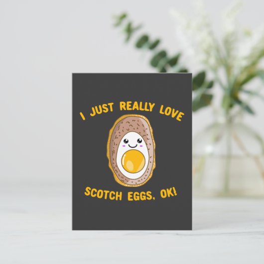 Ik hou echt van Scotch Eggs, oké! Kawaii Scotch Briefkaart (Staand voorkant)