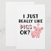 Ik hou echt van varkens. briefpapier (Voorkant / Achterkant)